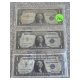 1957 & 1957 A Blue Seal $1 Bills (3)