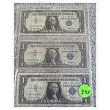 1957 Blue Seal $1 Bills (3)
