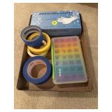 Disposable Gloves, Pill Orgnizer, Painters Tape