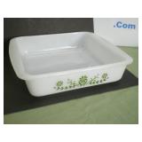 Glasbake Green Primrose Daisy Square Casserole