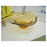 Amber Art Glass Viking Dish