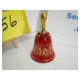 Glass Bell, Ruby Red with Gold Gilt Handle