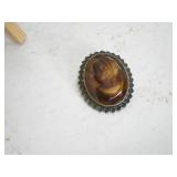 Cameo Brooch Pendant, Tortoise Glass
