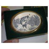 Belt Buckle Etched Jumping Bass, NOS
