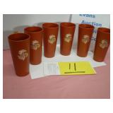 Gold Mushroom Motif Nasco Plastic Tumblers
