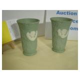 Cameo Vases, Ornate in Matte Mint Green
