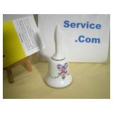 Roses & Bows Hand Painted Milk Glass Hand Bell