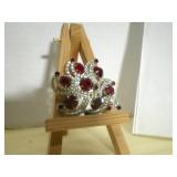 Kramer Art Deco Brooch, Vintage Red & Clear Stones