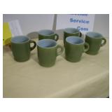 Retro Fire King Mugs, Avocado Green, Stackable