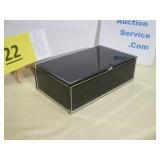 Black Mirrored Glass Jewelry Trinket Box