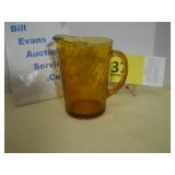 Amber Gold Glass Pitcher with Swirl Optic Pattern