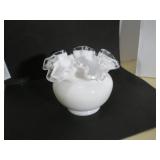Rose Bowl Silver Crest Milk Glass