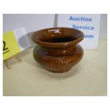 Spittoon, Vintage Brown Glazed Stoneware Pottery