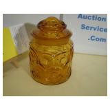 Amber Glass Canister "Moon and Stars" L.E. Smith