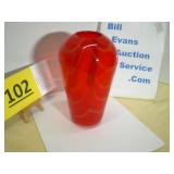 Art Glass Vase Stunning Red with Yellow Drape