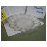 Glass Deviled Egg Plate, Clear Hobnail