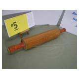 Old Wooden Rolling Pin with Red Handles