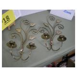 Wall Hanging Sconce, Double Candlestick Holders