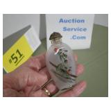 Snuff Bottle, Glass with Ornate Metal Top