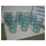 Tumbler Drinking Glass Set Turquoise Horse/Buggy