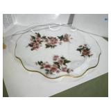 Cherry Blossom Motif Glass Serving Plate