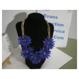 Beautiful Blue Flower Necklace, Vintage