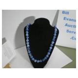 Vintage Necklace in Blue Jean Denim Swirl Beads