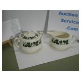 Creamer & Sugar Bowl with Lid, Sylvan Green Ivy