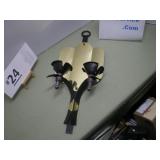 Wrought Iron and Bass Candleholder Sconce
