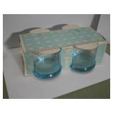 Aqua Blue Juice Drinking Glasses Set, Vintage NOS