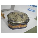 Old Biscuit Tin with Portrait on Lid