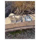 Concrete Dog Statue and Decorative Garden Plaque