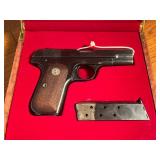 Colt .380 Auto Model 1908 Hammerless With Wood Cas