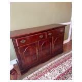 Three-Drawer Wooden Sideboard With Brass Hardware