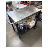 Steel Two-Shelf Rolling Utility Cart With Handle a