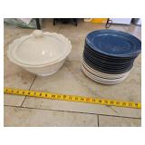 Portuguese Ceramic Plates and Covered Dish