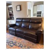 Three-Seat Leather Reclining Sofa with Power Contr
