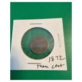 1872 Three-Cent Silver Coin in Holder