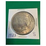 1923-S Silver Peace Dollar Coin in Holder