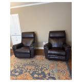 Brown Faux Leather Recliners with Manual Lever Mec