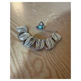 Sterling Silver Bracelet and Turquoise Ring Set