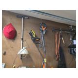Tools and Yard Equipment on Pegboard