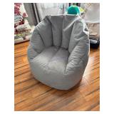 Gray Fabric Upholstered Bean Bag Chair