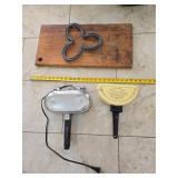 Cast Iron and Metal Cooking Utensils with Wooden B