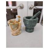 Two Marble Mortar and Pestle Sets