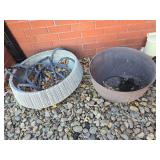 Two Garden Pots and Water Hose