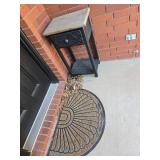 Wooden Side Table and Decorative Planter with Meas