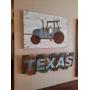 Wood and metal Texas,believe and tractor signs