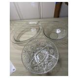 3 large glass serving bowls