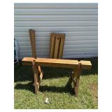Wood saw horse and wood pieces